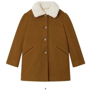 BONPOINT Temaggie Fur Collar Boiled Wool Coat | Camel 8 y.o.
